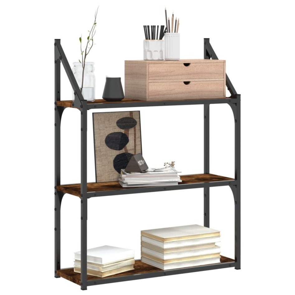 Estantería pared madera ingeniería roble ahumado 60x21x78,5