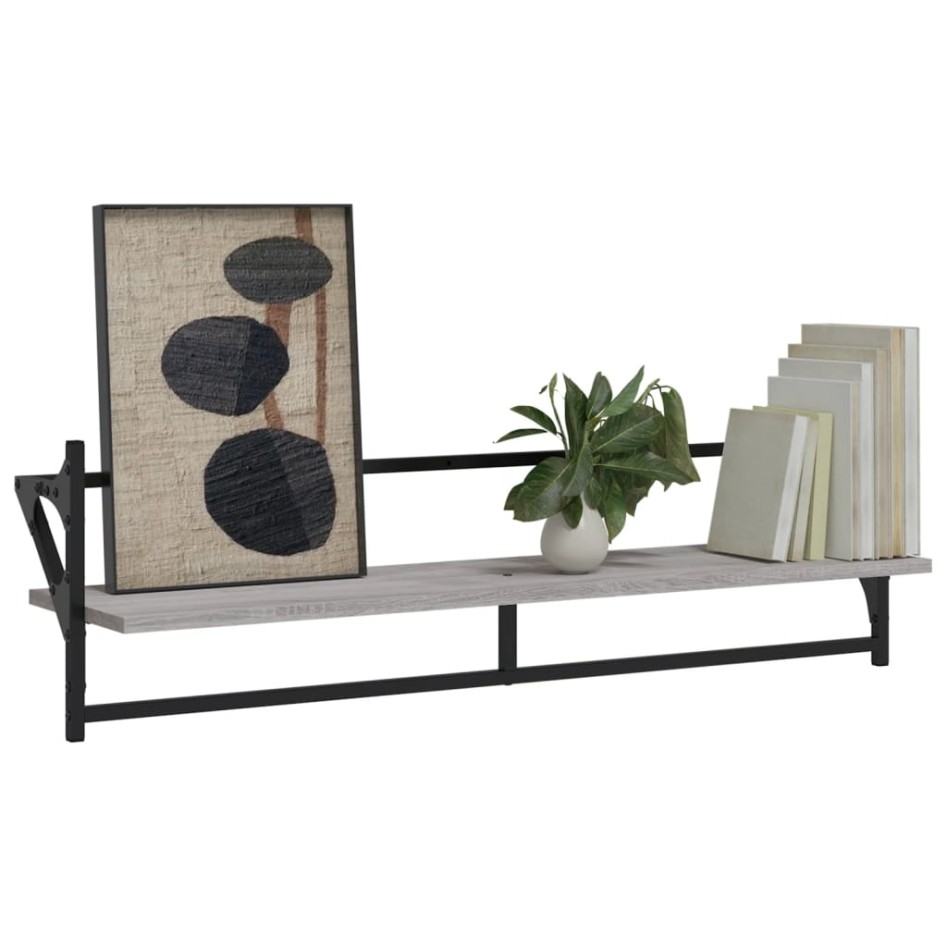 Estantes de pared con barras 2 uds gris Sonoma 100x25x30