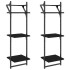 Estantes de pared 3 niveles con barras 2 uds negro 30x25x100