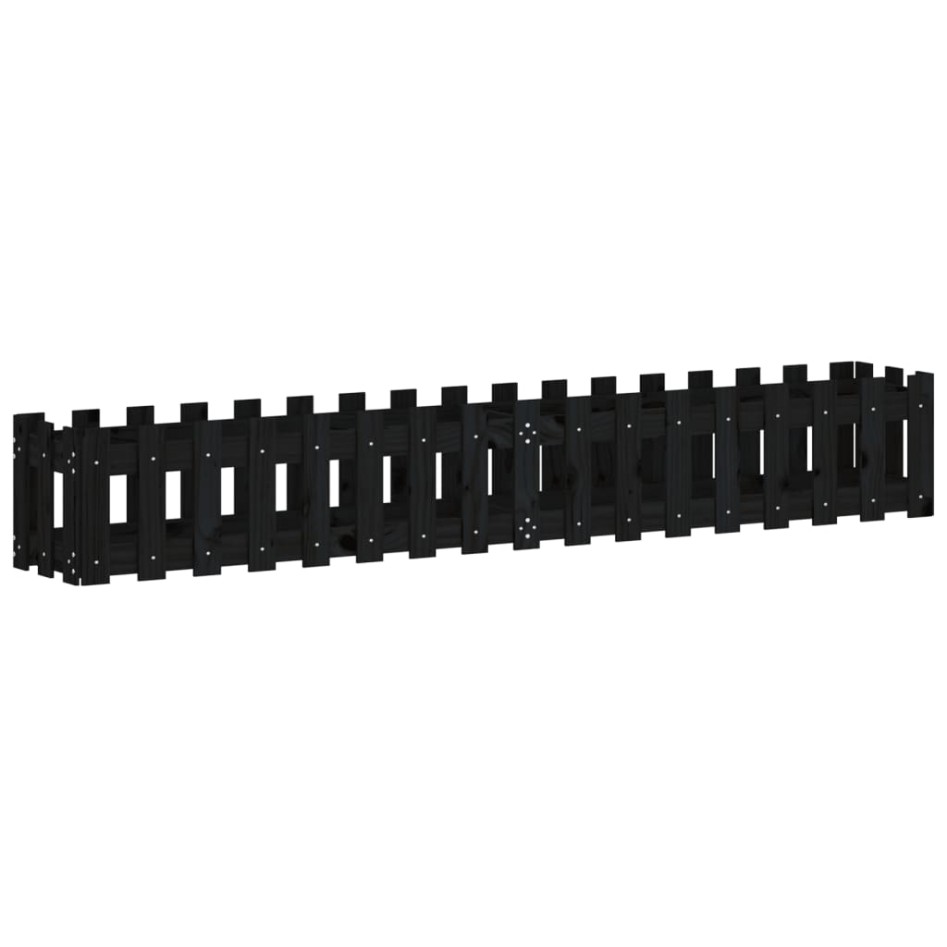 Arriate elevado jardín con valla madera pino negro