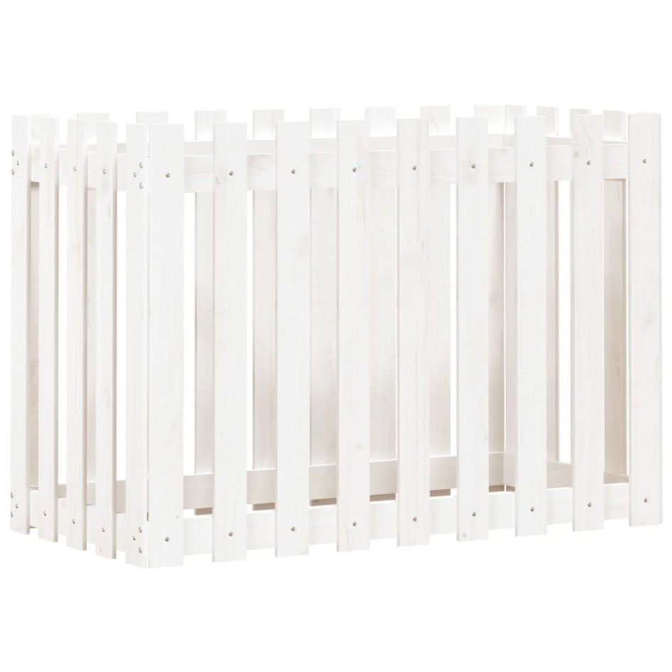 Arriate elevado jardín con valla madera pino blanco