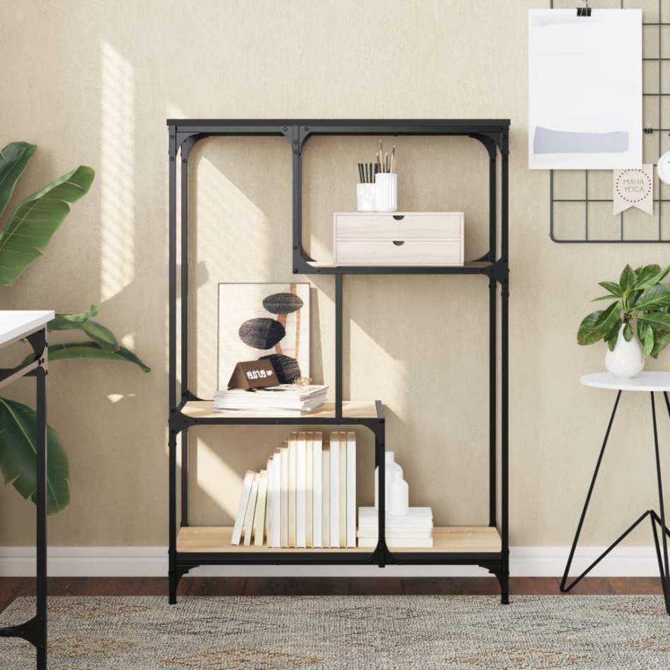 Estantería madera de ingeniería acero roble Sonoma 81x36x115