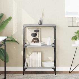Librería 3 estantes madera ingeniería gris Sonoma 59x35x90,5