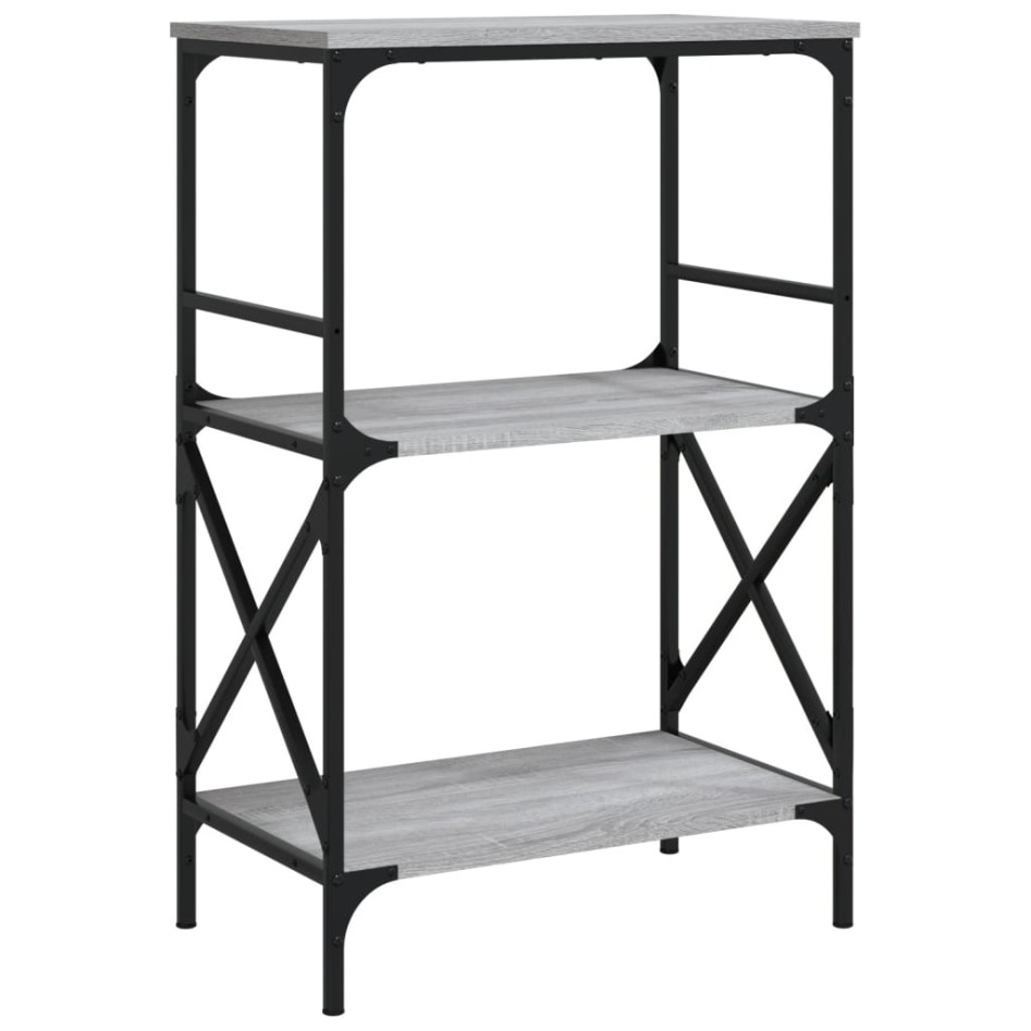Librería 3 estantes madera ingeniería gris Sonoma 59x35x90,5