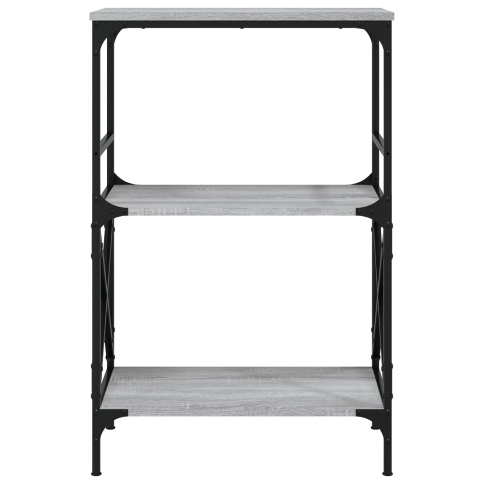 Librería 3 estantes madera ingeniería gris Sonoma 59x35x90,5