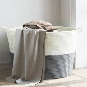 Cesta para ropa sucia algodón gris y blanco Ø60x36
