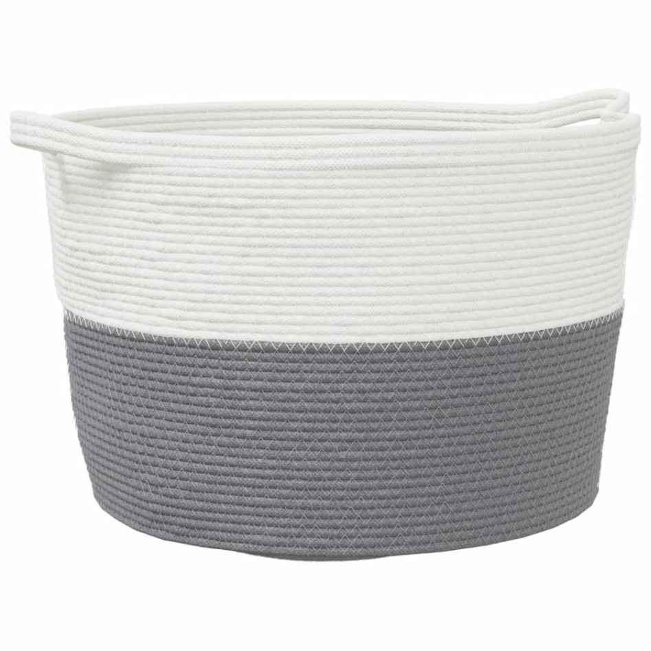 Cesta para ropa sucia algodón gris y blanco Ø60x36