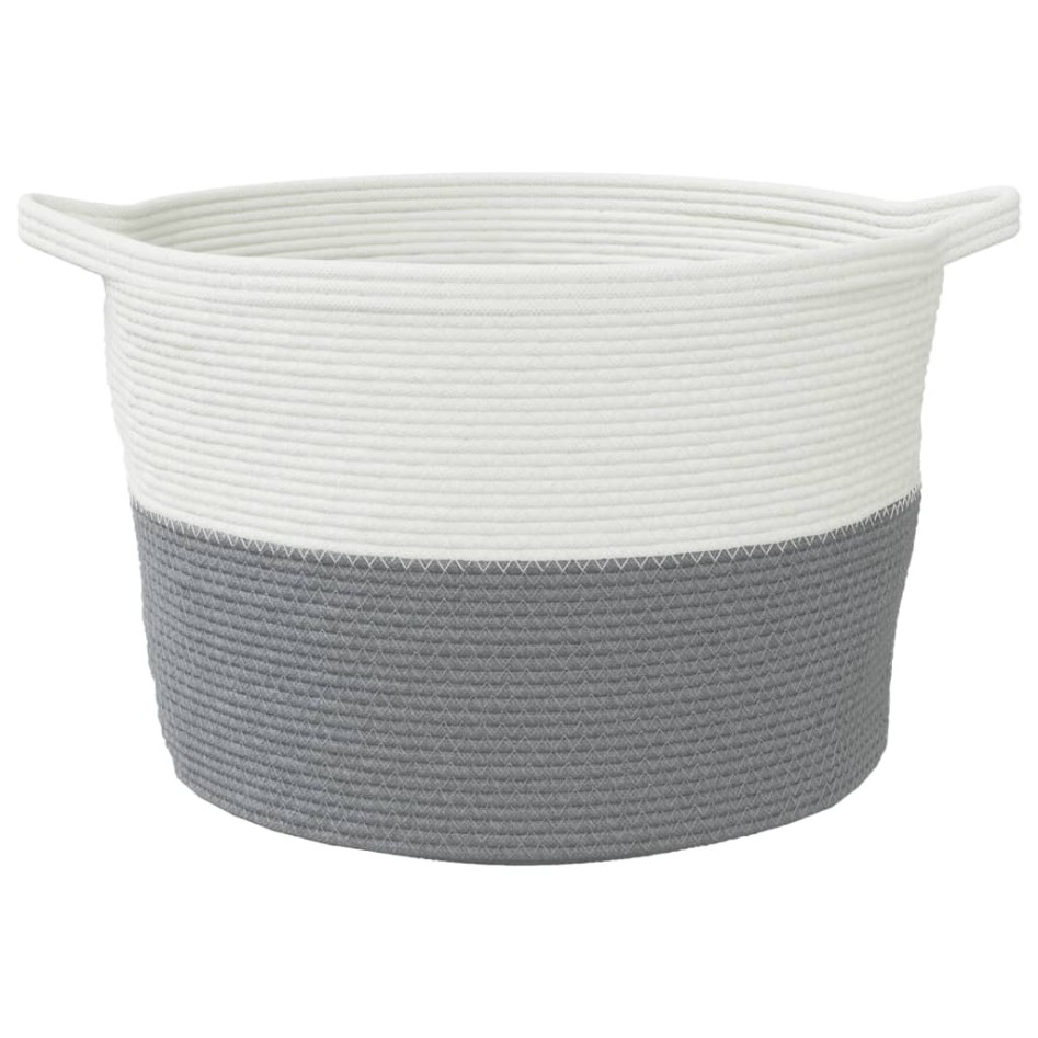 Cesta para ropa sucia algodón gris y blanco Ø60x36