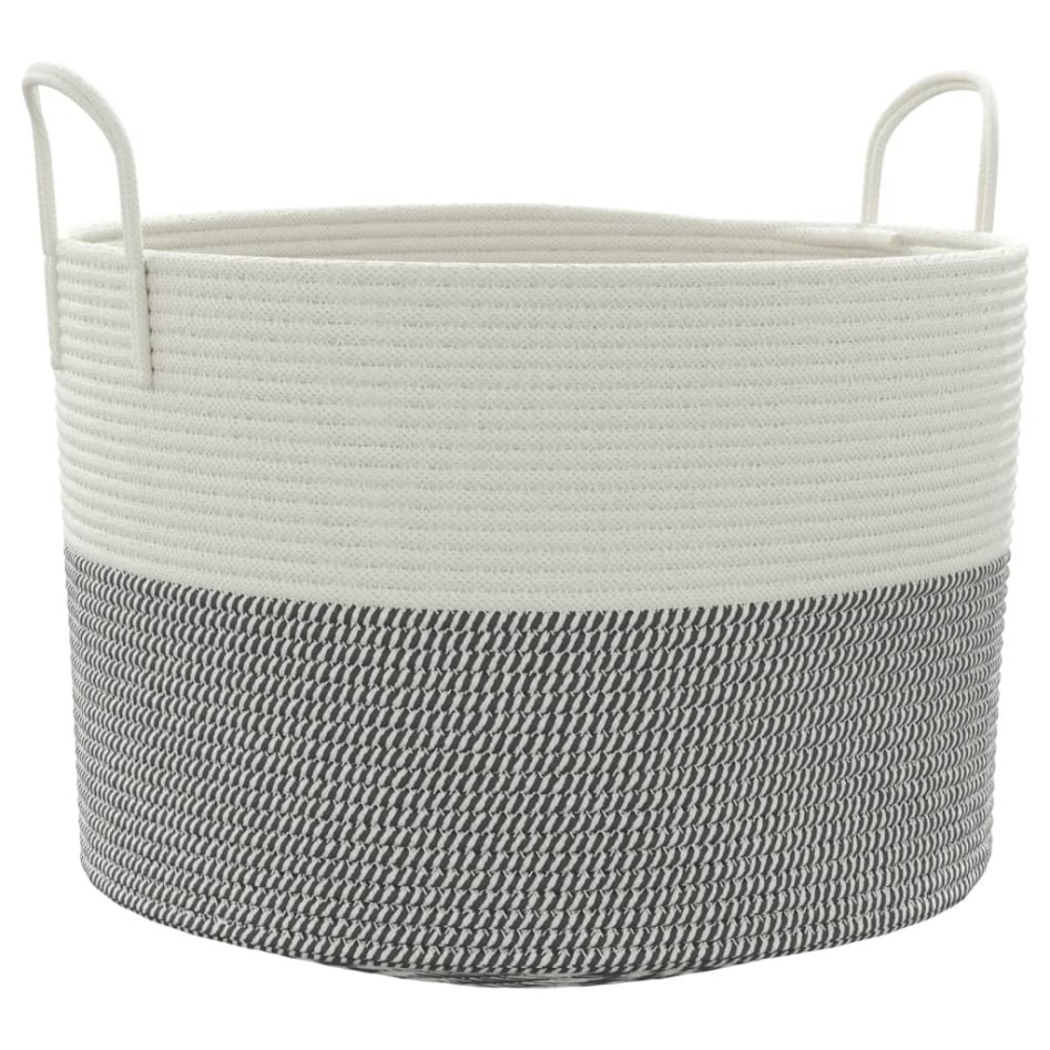 Cesta de almacenaje algodón gris y blanco Ø51x33
