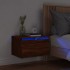 Mesita de noche de pared con luces LED roble