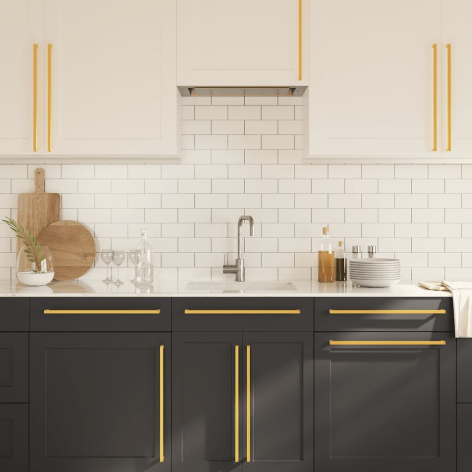 Tiradores para armarios 5 uds acero inoxidable dorado 480