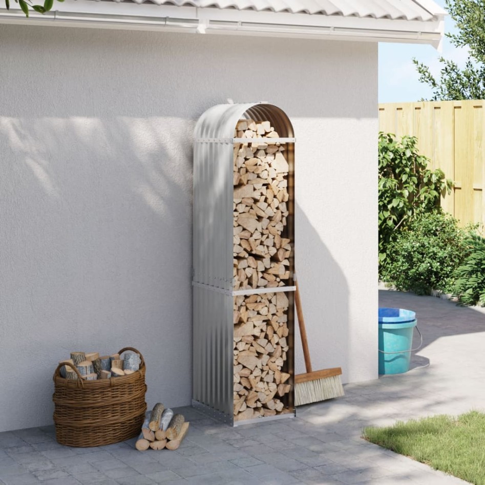 Leñero de acero galvanizado gris claro 40x45x170