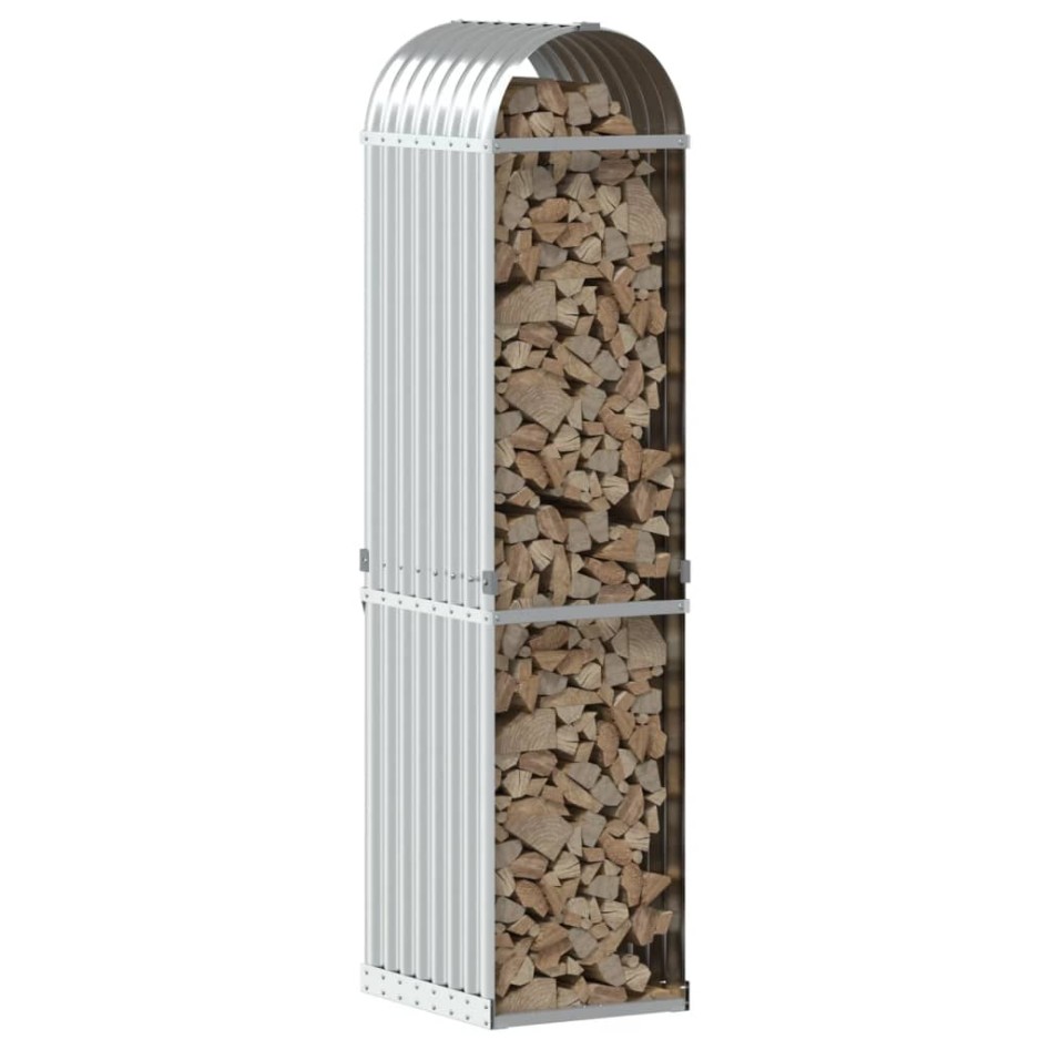 Leñero de acero galvanizado plateado 40x45x170