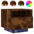 Mesita de noche con luces LED roble ahumado 40x39x37