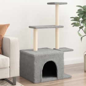 Rascador para gatos con postes de sisal gris claro 110