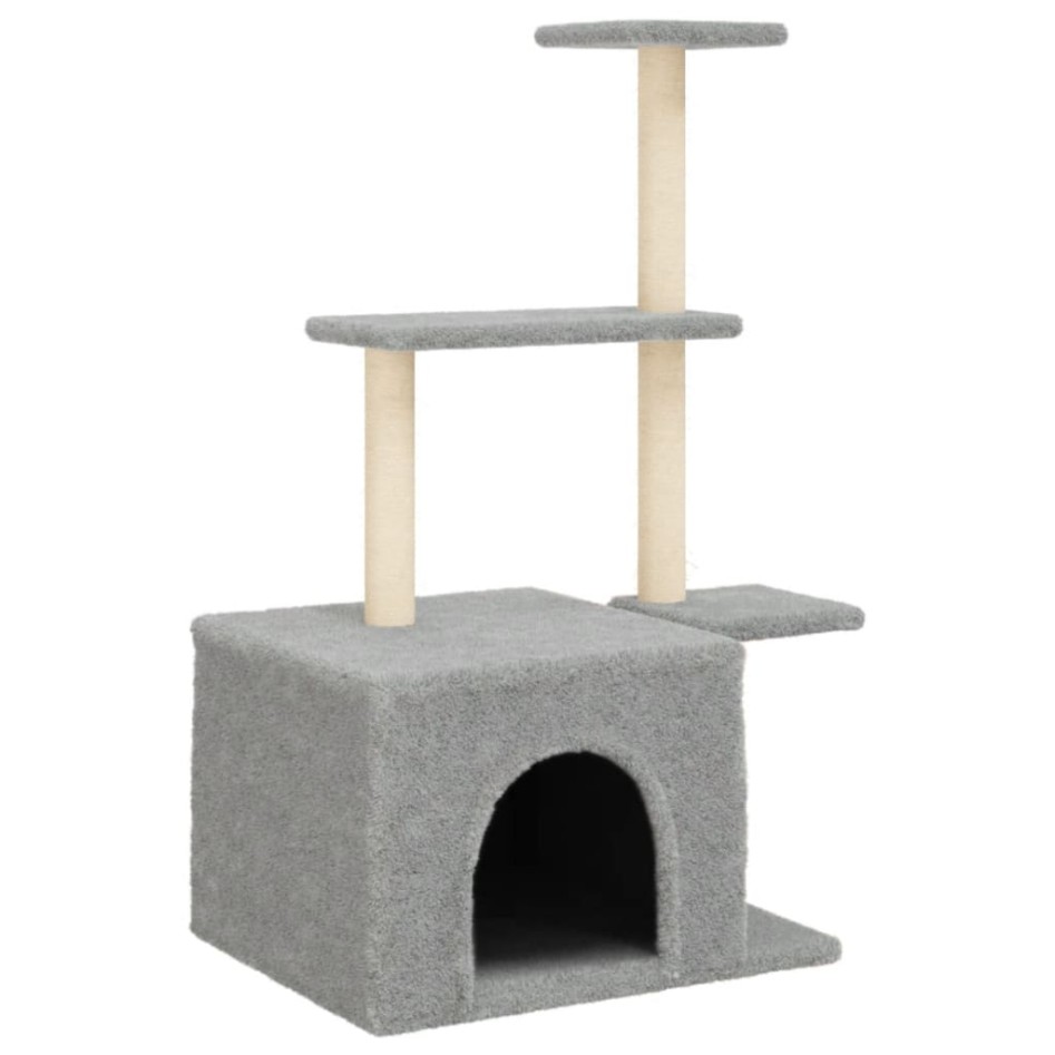 Rascador para gatos con postes de sisal gris claro 110