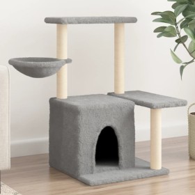 Rascador para gatos con postes de sisal gris claro 83