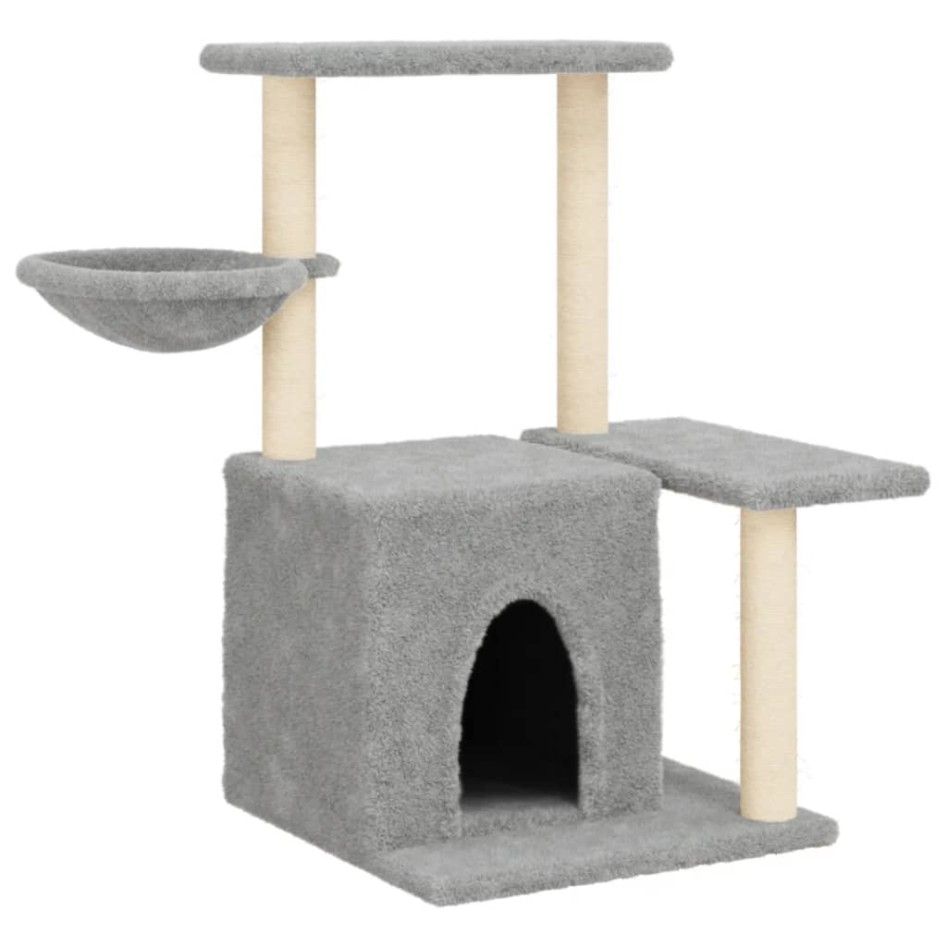 Rascador para gatos con postes de sisal gris claro 83