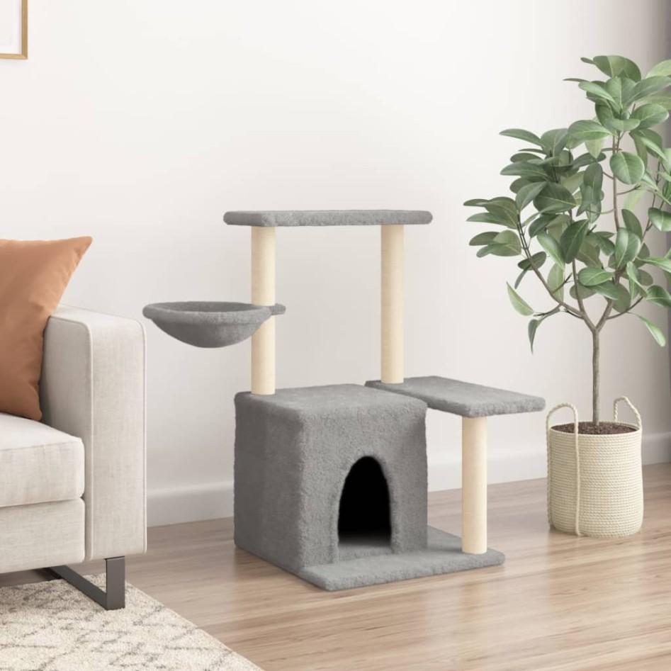 Rascador para gatos con postes de sisal gris claro 83