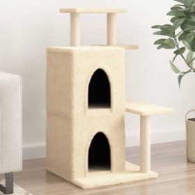 Rascador para gatos con postes de sisal color crema 97