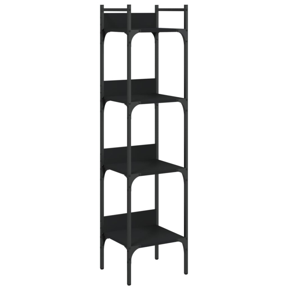 Librería de 4 estantes madera ingeniería negro 35x30x138,5