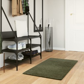 Alfombra pelo corto suave lavable HUARTE verde bosque 60x110