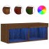 Mueble para TV con luces LED roble marrón 80x30x30