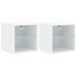 Muebles de TV de pared con luces LED 2 uds blanco 30x28,5x30