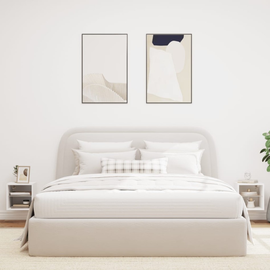 Muebles de TV de pared con luces LED 2 uds blanco 30x28,5x30