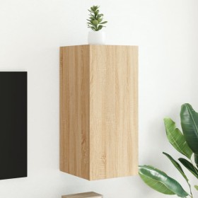 Mueble de TV de pared con luces LED roble Sonoma 30,5x35x70