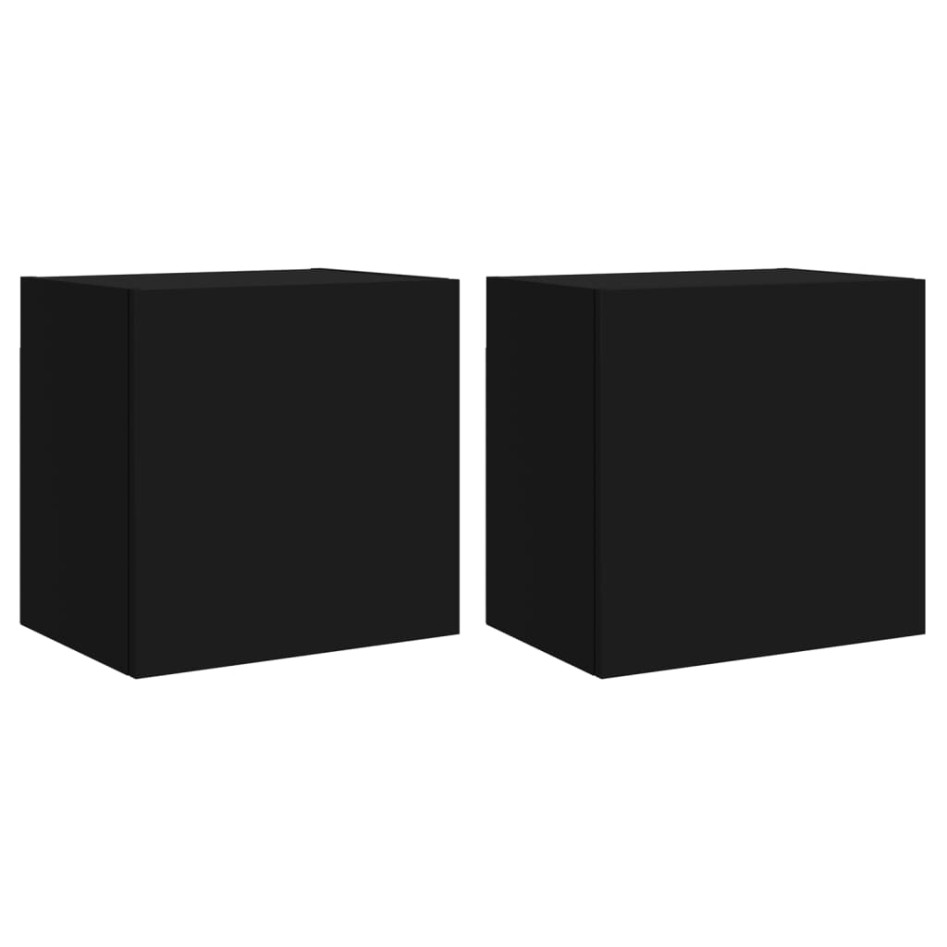 Muebles TV de pared 2 uds madera ingeniería negro 40,5x30x40