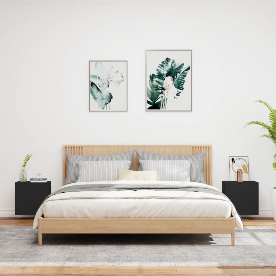 Muebles TV de pared 2 uds madera ingeniería negro 40,5x30x40