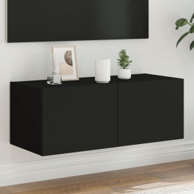 Mueble de TV de pared con luces LED negro 80x35x31
