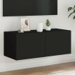 Mueble de TV de pared con luces LED negro 80x35x31 cm