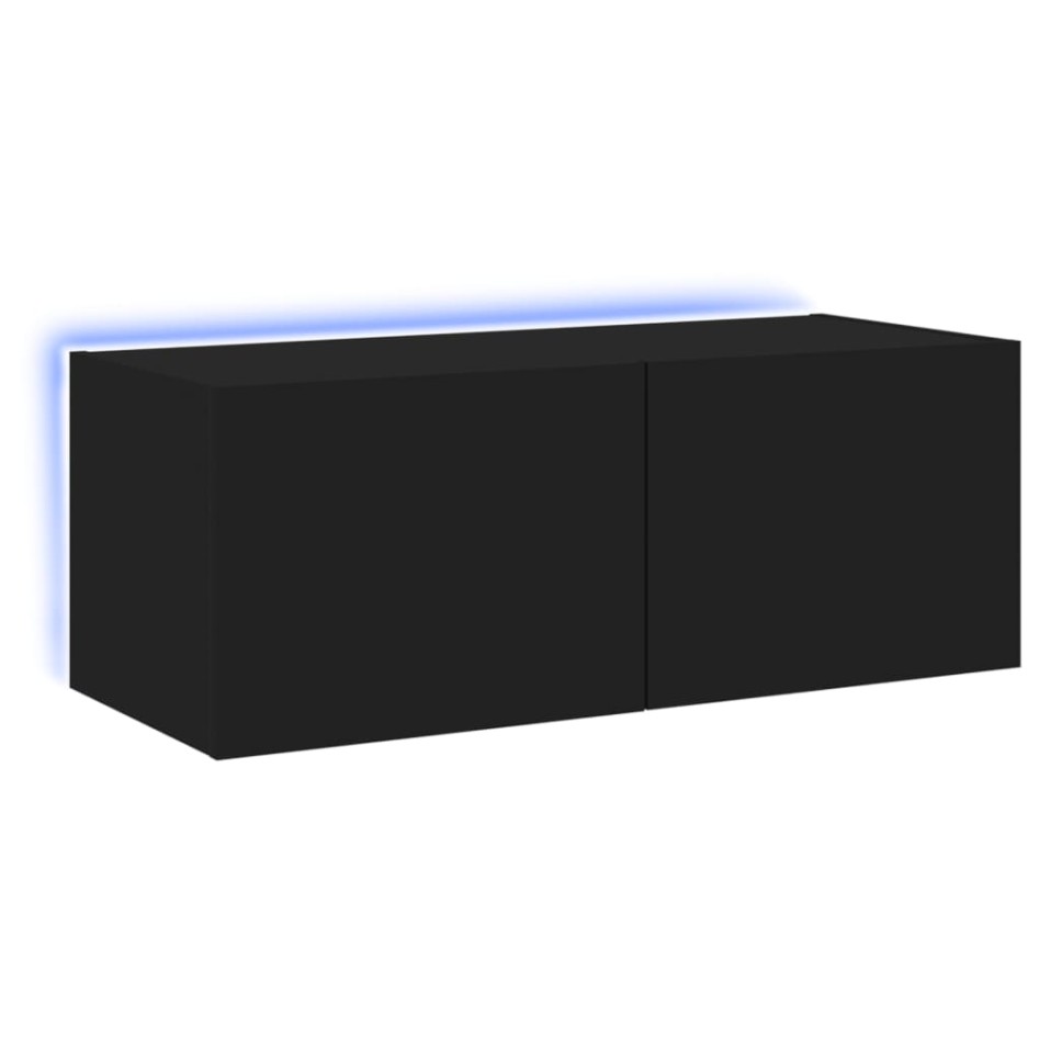Mueble de TV de pared con luces LED negro 80x35x31