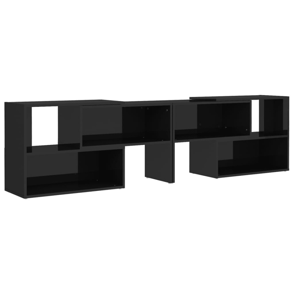 Mueble de TV madera contrachapada negro brillante 149x30x52