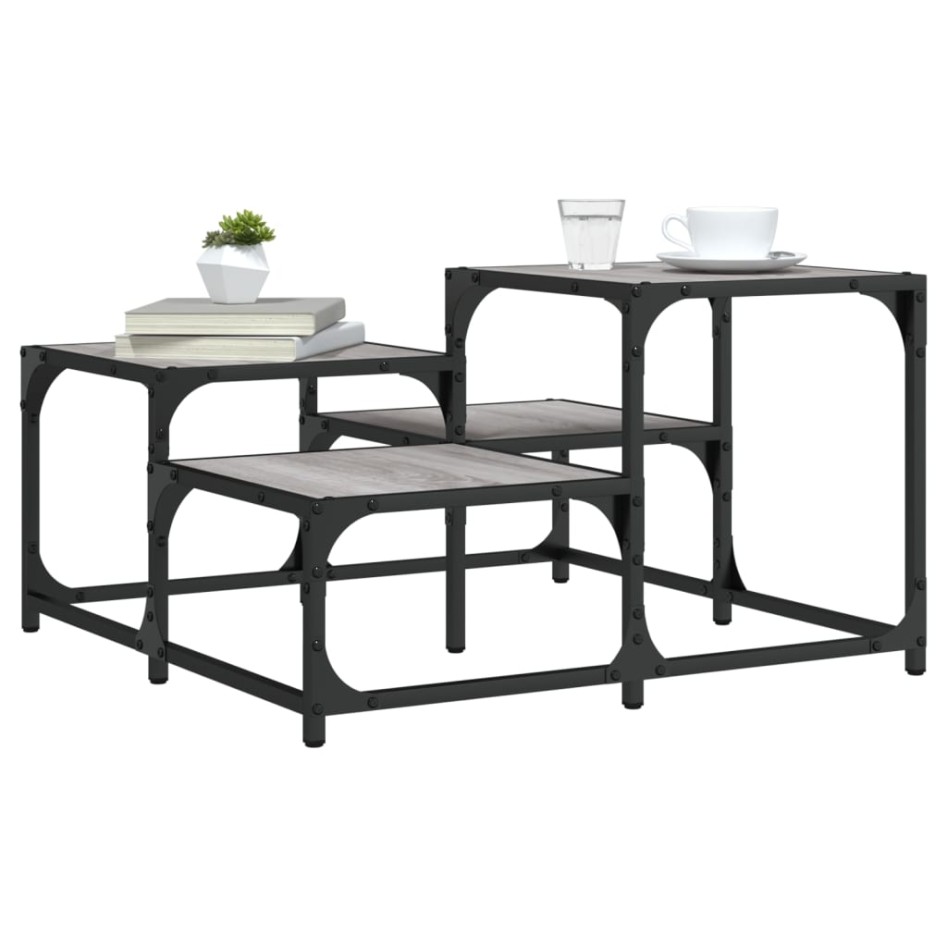 Mesa de centro madera de ingeniería gris Sonoma 68x68x40