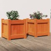 Jardineras de exterior 2 uds madera maciza de pino marrón cera