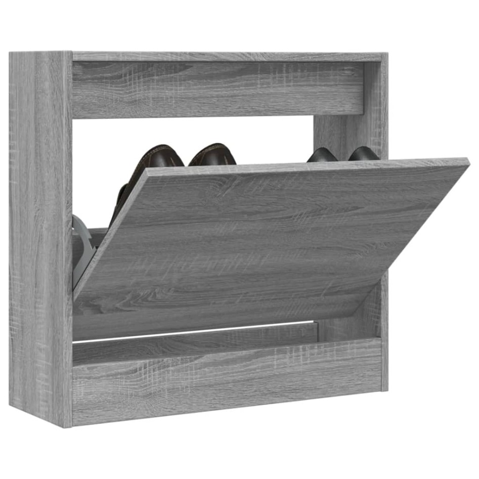 Zapatero de madera de ingeniería gris Sonoma 60x21x57