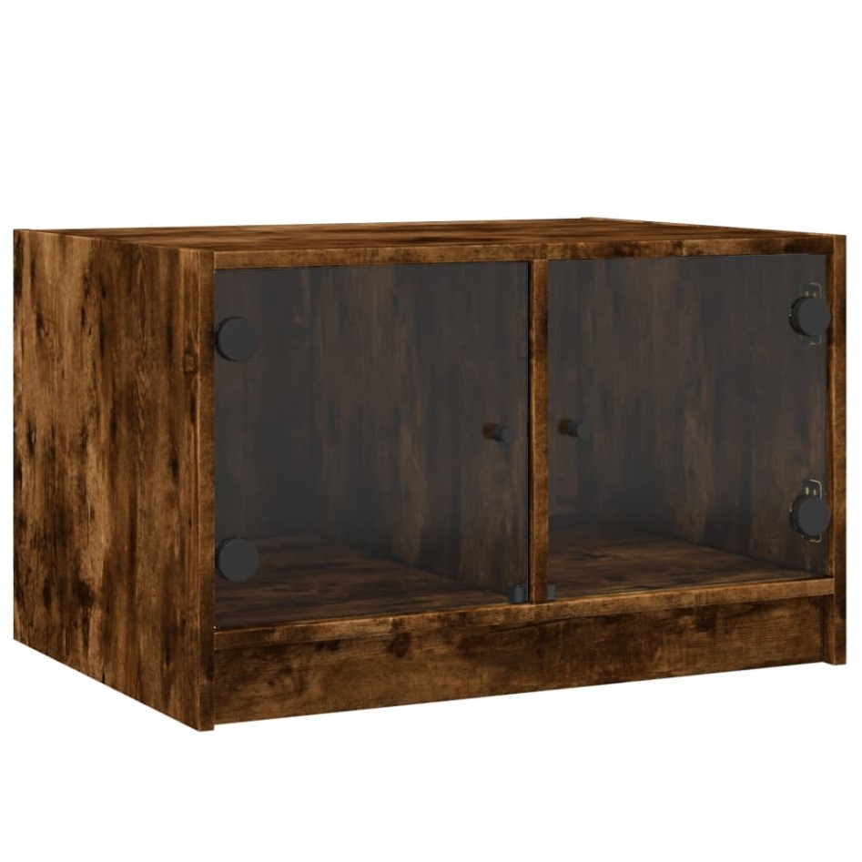 Mesa de centro con puertas de vidrio roble ahumado 68x50x42
