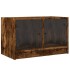 Mueble de TV con puertas de vidrio roble ahumado 68x37x42