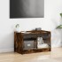 Mueble de TV con puertas de vidrio roble ahumado 68x37x42