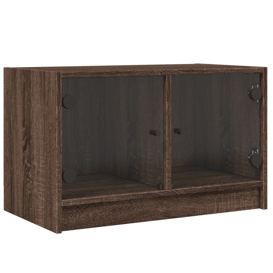 Mueble de TV con puertas de vidrio marrón roble 68x37x42
