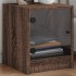 Mesitas noche con puertas vidrio 2 uds roble marrón 35x37x42