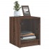 Mesitas noche con puertas vidrio 2 uds roble marrón 35x37x42