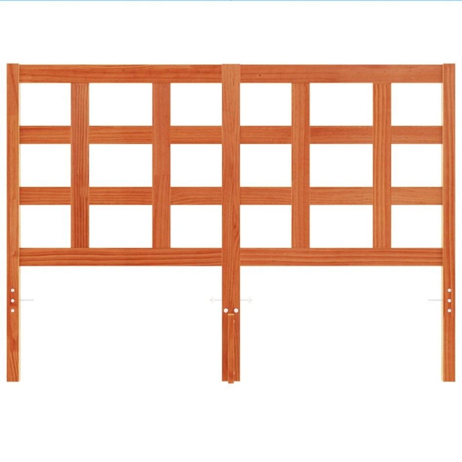 Cabecero de cama madera maciza de pino marrón cera 135