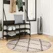 Alfombra de pelo largo moderna beige y antracita Ø 120 cm