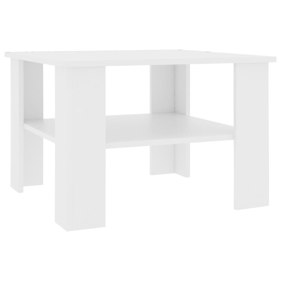 Mesa de centro madera contrachapada blanco 60x60x42