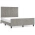 Estructura de cama con cabecero terciopelo gris claro
