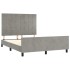 Estructura de cama con cabecero terciopelo gris claro
